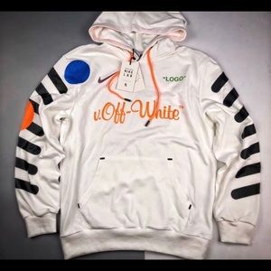 Off White Nike Hoodie Size L WHITE/BLACK/ORANGE